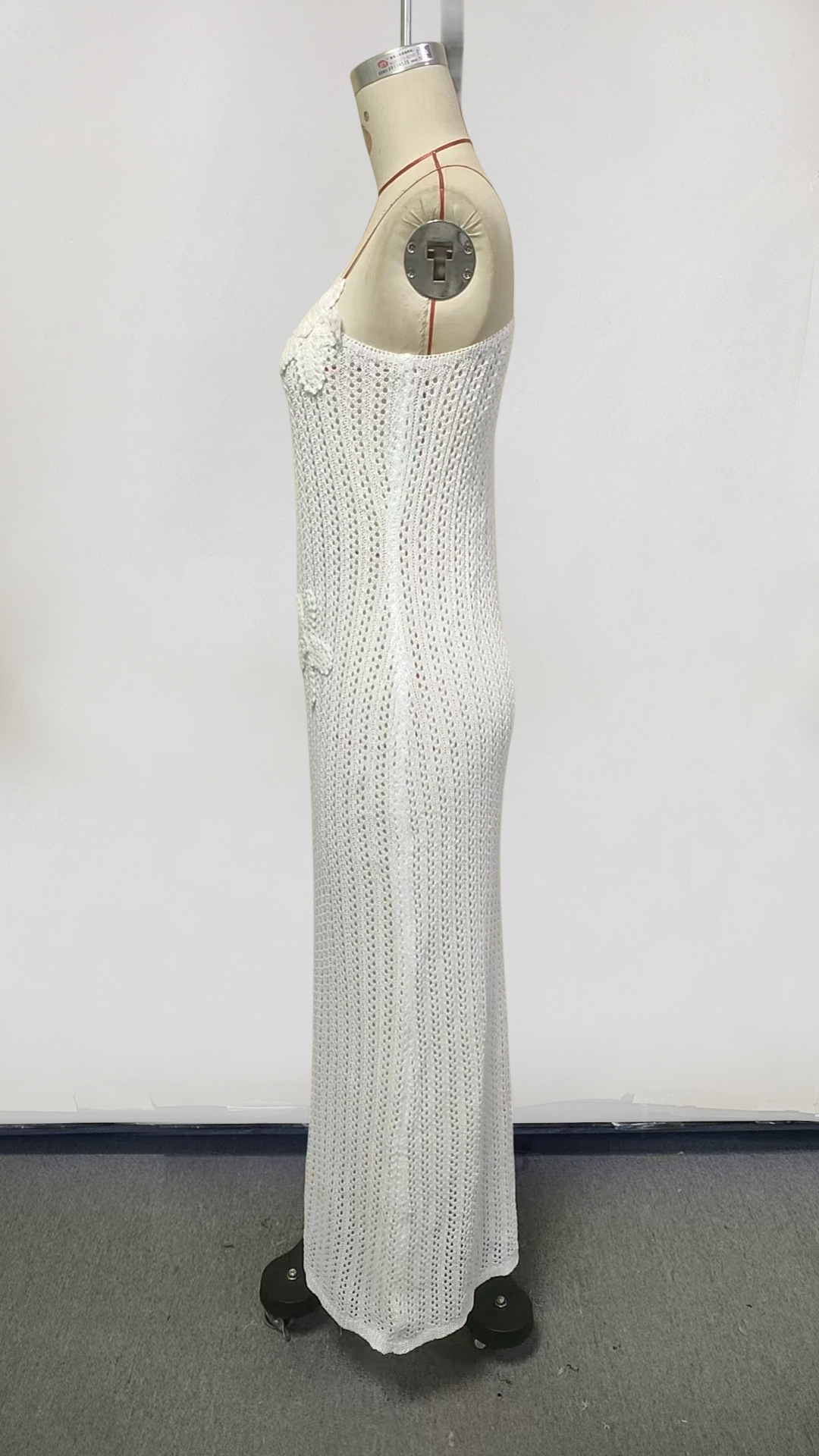 One Shoulder Crochet Maxi Dress Slim Knit Mermaid Silhouette Beach Cover up